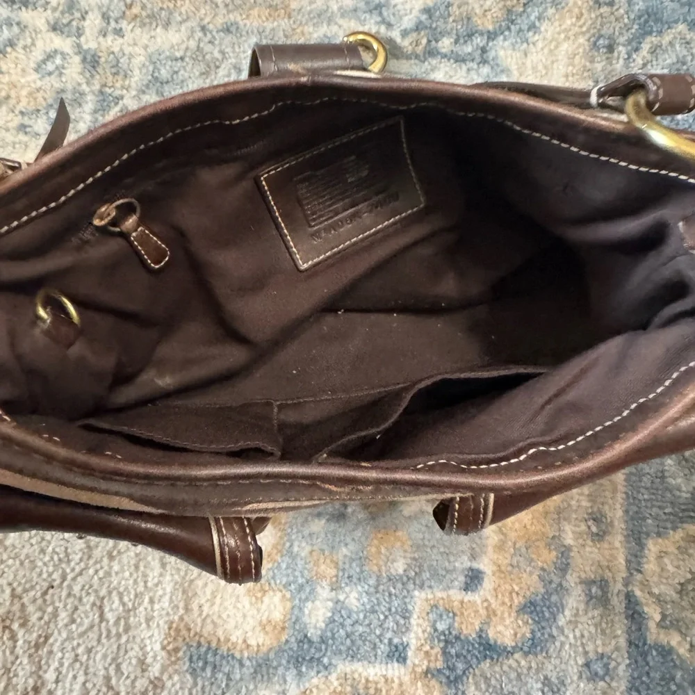 Coach Vintage Leather Brown and Cream Women's Bag - Picture 8 of 9